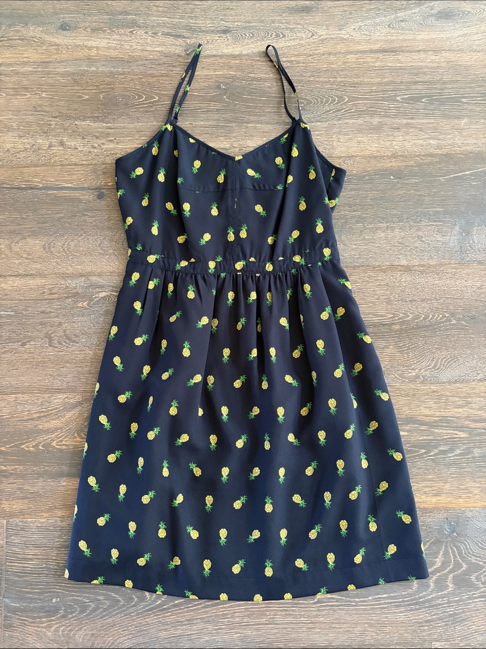 J. Crew Navy Mini Dress with Yellow Pineapple Print